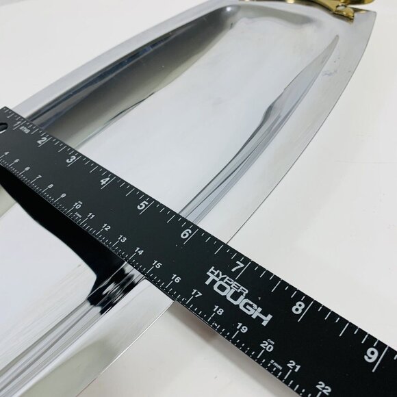 Kromex USA Bread Tray Serving Platter 17 in Brass Handles Special Event Catering - Picture 9 of 9